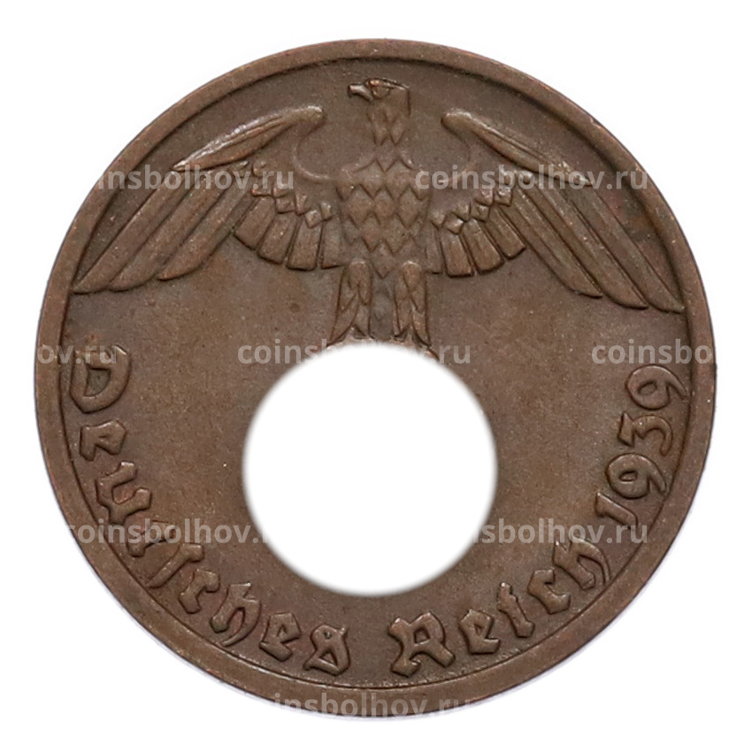 Монета 1 рейхспфенниг 1939 года D Германия