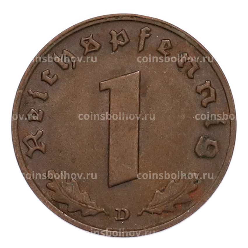 Монета 1 рейхспфенниг 1939 года D Германия (вид 2)