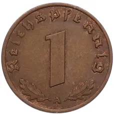 Монета 1 рейхспфенниг 1937 года A Германия (реверс)