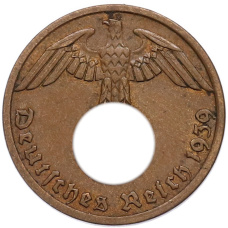 Монета 1 рейхспфенниг 1939 года A Германия (аверс)