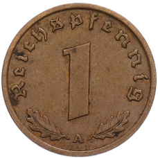 Монета 1 рейхспфенниг 1939 года A Германия (реверс)
