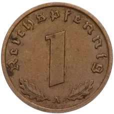 Монета 1 рейхспфенниг 1939 года A Германия (реверс)