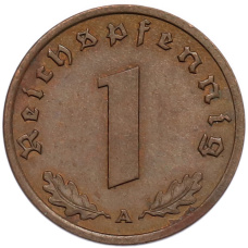 Монета 1 рейхспфенниг 1939 года A Германия (реверс)
