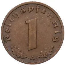 Монета 1 рейхспфенниг 1937 года A Германия (реверс)
