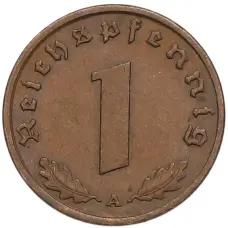 Монета 1 рейхспфенниг 1938 года A Германия (реверс)