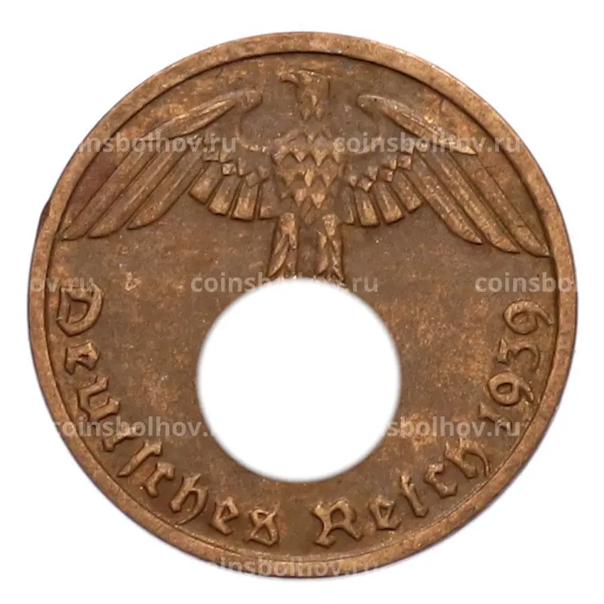 Монета 1 рейхспфенниг 1939 года D Германия