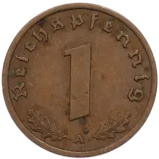 Монета 1 рейхспфенниг 1939 года A Германия (реверс)
