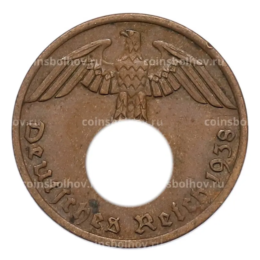 Монета 1 рейхспфенниг 1938 года A Германия