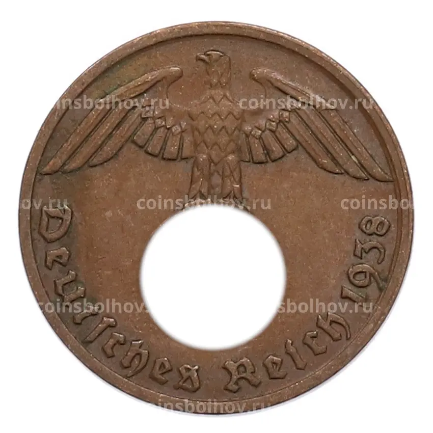 Монета 1 рейхспфенниг 1938 года A Германия