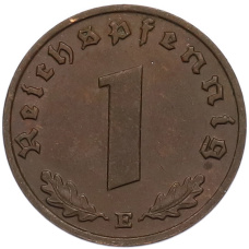 Монета 1 рейхспфенниг 1939 года E Германия (реверс)