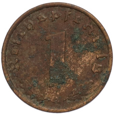 Монета 1 рейхспфенниг 1940 года A Германия (реверс)