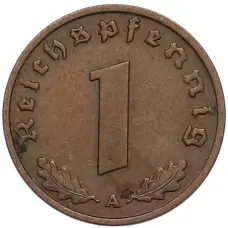 Монета 1 рейхспфенниг 1937 года A Германия (реверс)
