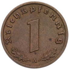 Монета 1 рейхспфенниг 1939 года A Германия (реверс)