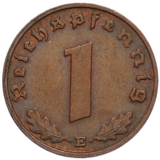 Монета 1 рейхспфенниг 1938 года E Германия (реверс)