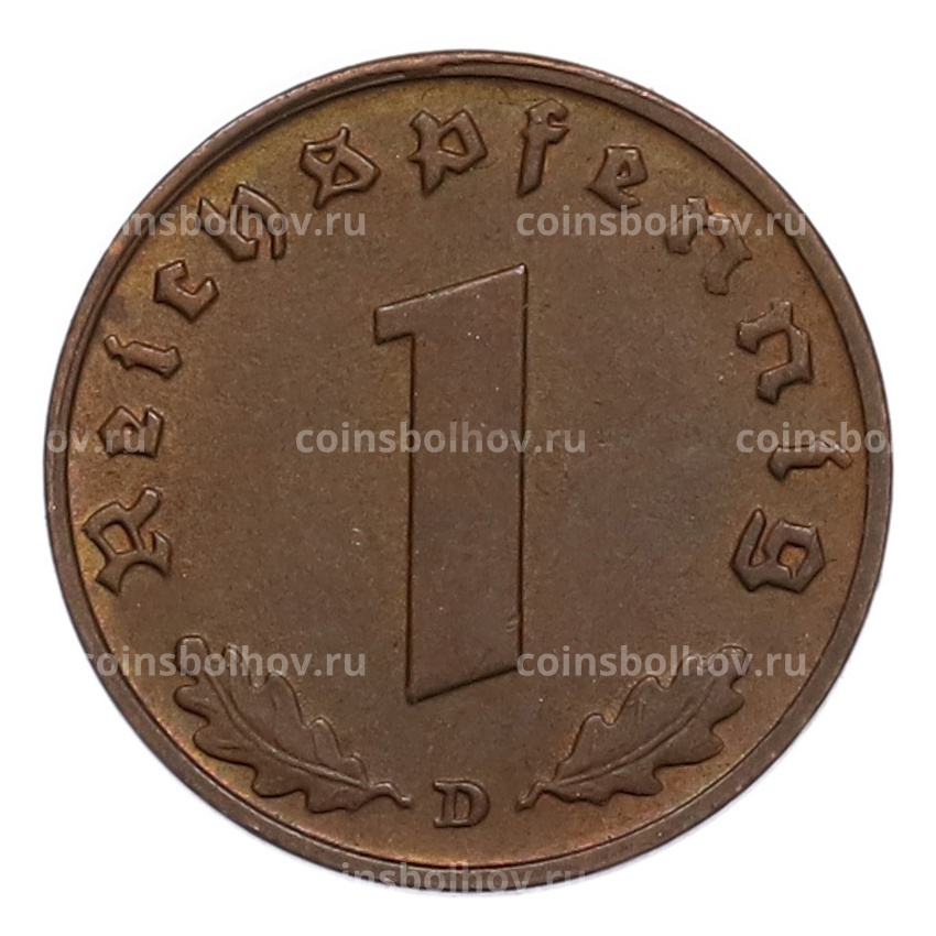 Монета 1 рейхспфенниг 1939 года D Германия (вид 2)