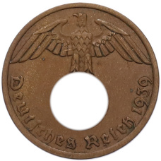 Монета 1 рейхспфенниг 1939 года A Германия (аверс)