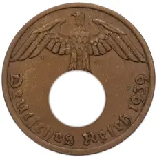 Монета 1 рейхспфенниг 1939 года A Германия (аверс)