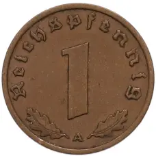 Монета 1 рейхспфенниг 1939 года A Германия (реверс)