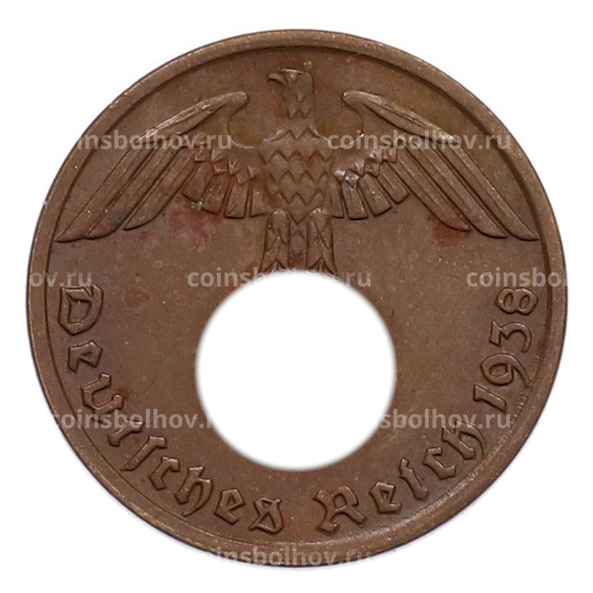 Монета 1 рейхспфенниг 1938 года A Германия