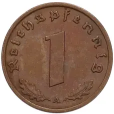Монета 1 рейхспфенниг 1938 года A Германия (реверс)