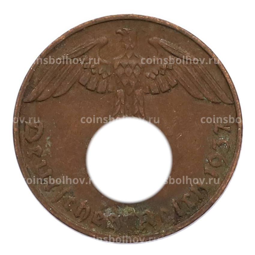Монета 1 рейхспфенниг 1937 года G Германия