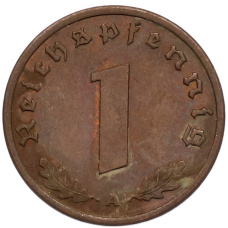 Монета 1 рейхспфенниг 1939 года A Германия (реверс)