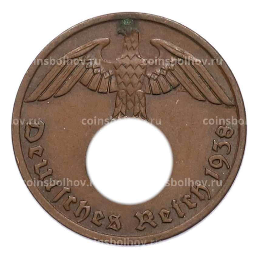 Монета 1 рейхспфенниг 1938 года A Германия