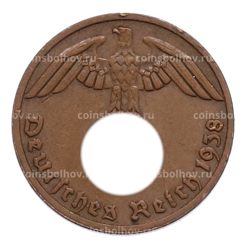 Монета 1 рейхспфенниг 1938 года A Германия