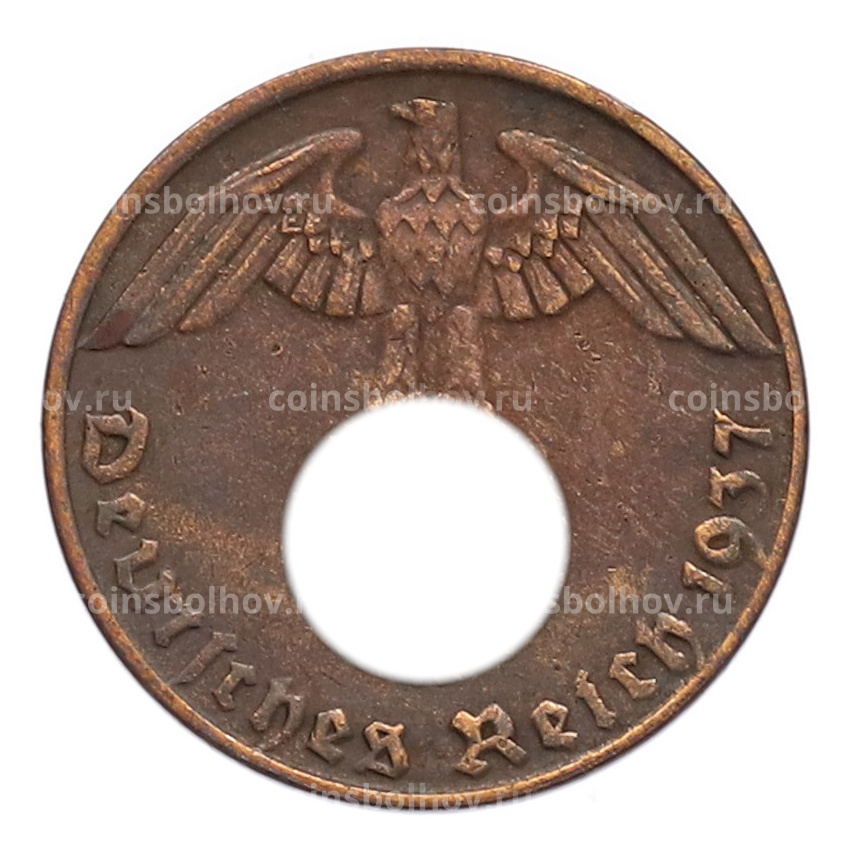 Монета 1 рейхспфенниг 1937 года A Германия