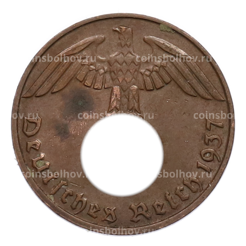 Монета 1 рейхспфенниг 1937 года D Германия