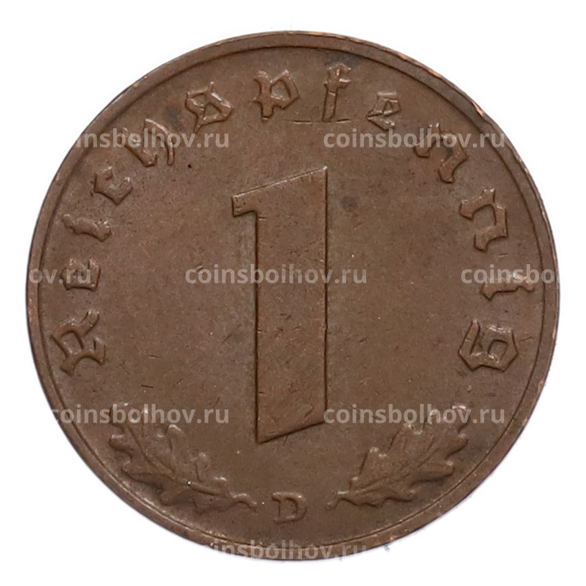 Монета 1 рейхспфенниг 1937 года D Германия (вид 2)