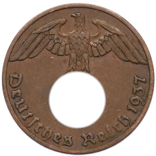 Монета 1 рейхспфенниг 1937 года A Германия (аверс)