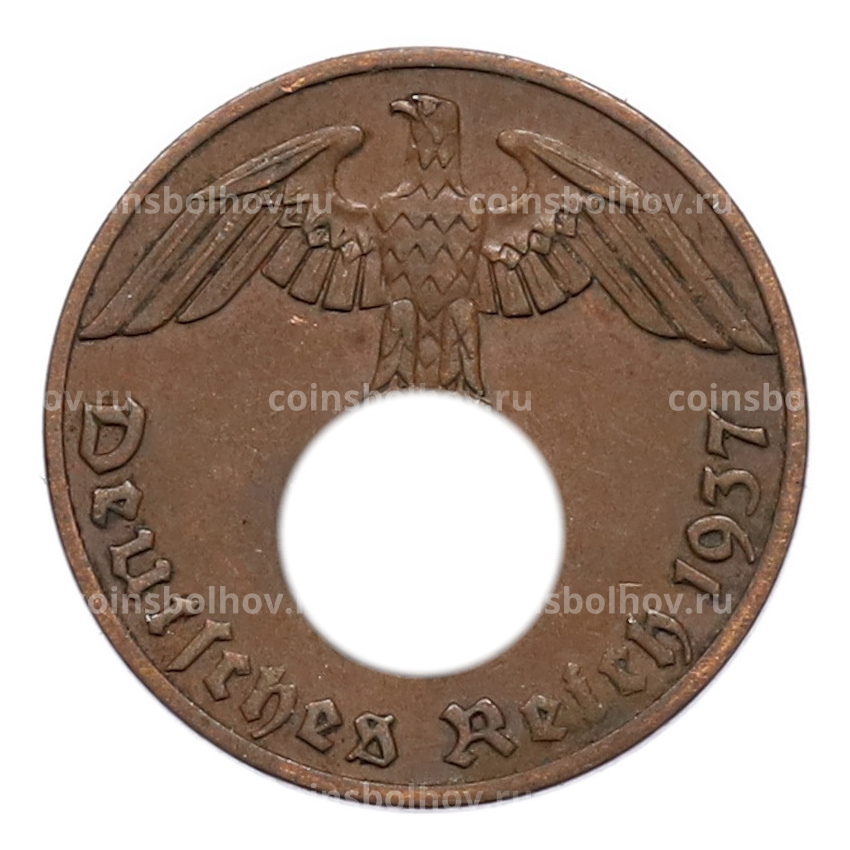 Монета 1 рейхспфенниг 1937 года A Германия