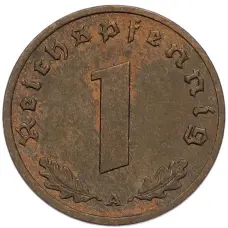 Монета 1 рейхспфенниг 1939 года A Германия (реверс)