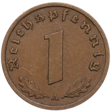 Монета 1 рейхспфенниг 1939 года A Германия (реверс)
