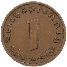 Монета 1 рейхспфенниг 1939 года A Германия (реверс)
