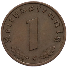 Монета 1 рейхспфенниг 1939 года A Германия (реверс)