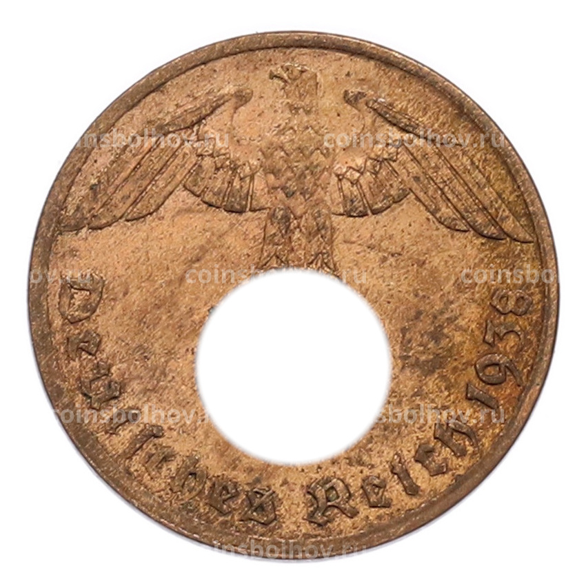Монета 1 рейхспфенниг 1938 года A Германия