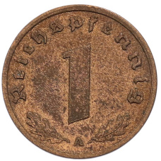 Монета 1 рейхспфенниг 1938 года A Германия (реверс)