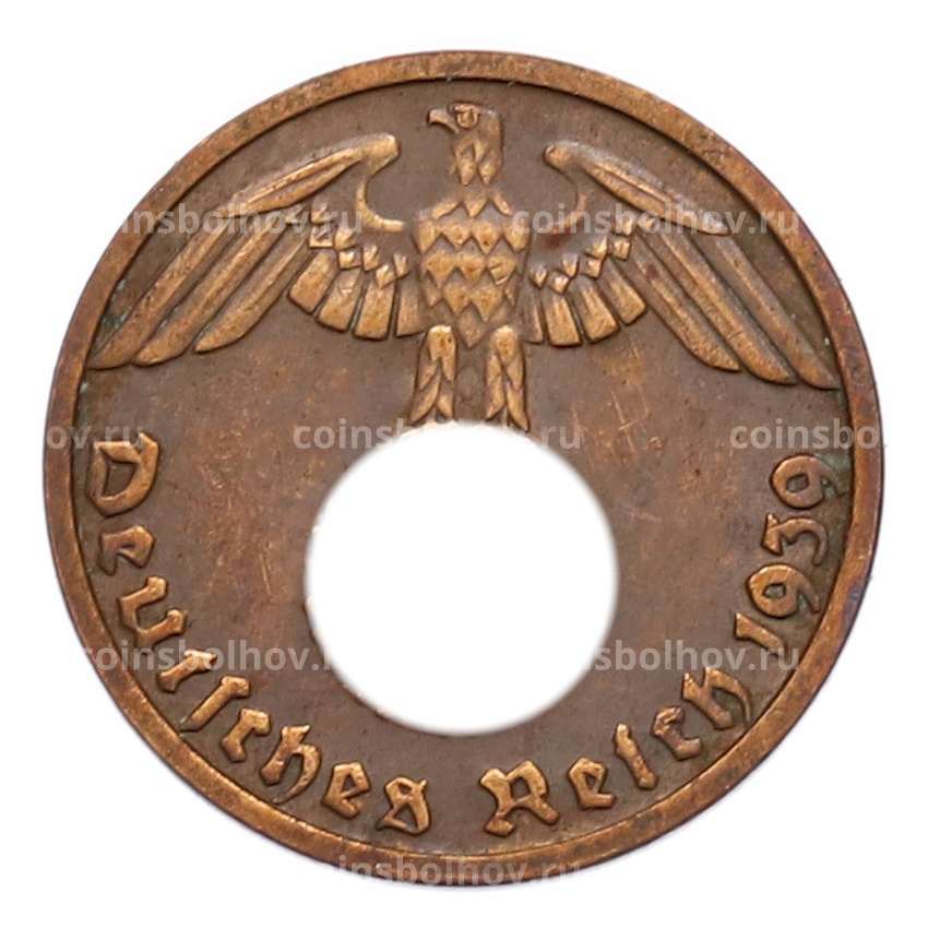 Монета 1 рейхспфенниг 1939 года D Германия