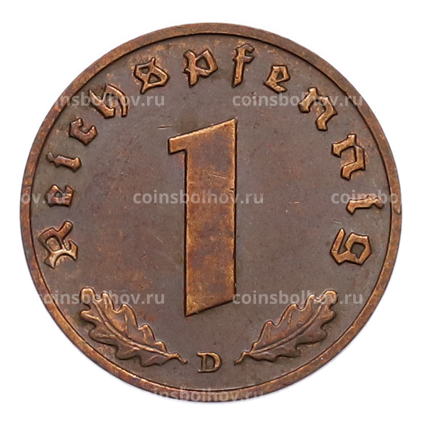 Монета 1 рейхспфенниг 1939 года D Германия (вид 2)