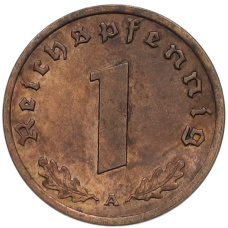 Монета 1 рейхспфенниг 1939 года A Германия (реверс)