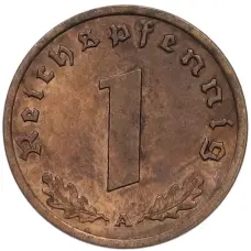 Монета 1 рейхспфенниг 1939 года A Германия (реверс)