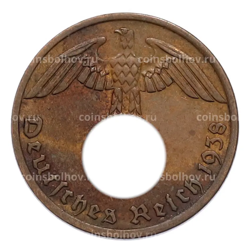 Монета 1 рейхспфенниг 1938 года A Германия