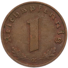 Монета 1 рейхспфенниг 1938 года E Германия (реверс)
