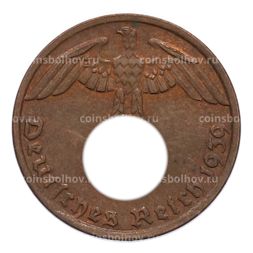 Монета 1 рейхспфенниг 1939 года G Германия