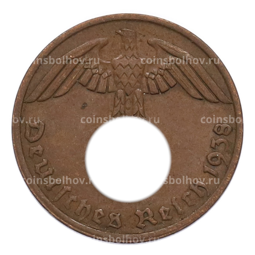 Монета 1 рейхспфенниг 1938 года A Германия