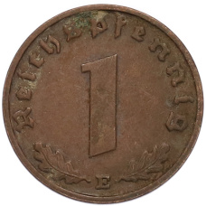 Монета 1 рейхспфенниг 1938 года E Германия (реверс)