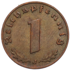 Монета 1 рейхспфенниг 1940 года J Германия (реверс)