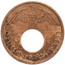Монета 1 рейхспфенниг 1939 года A Германия (аверс)